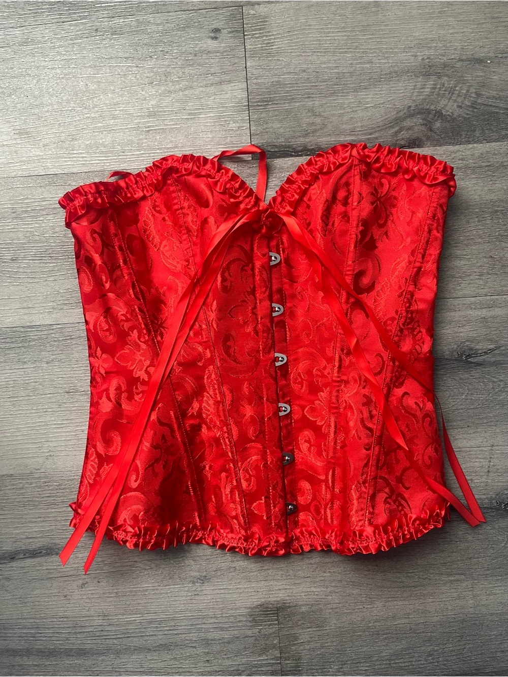 Red Corset, New with Ruffles